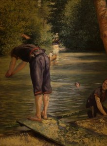 Badende, kanten af ​​Yerres af Gustave Caillebotte
